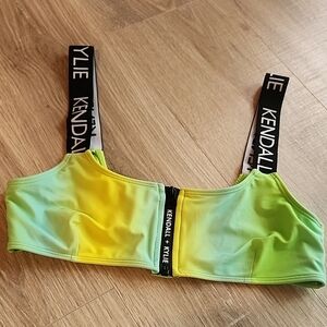 Kendall + Kylie Yellow and Green Bikini Top